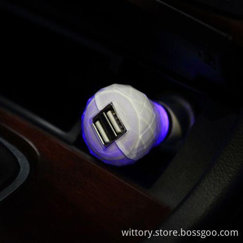 Candy-Colour Series White Diamond Car Charger